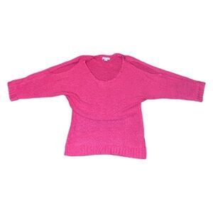 Quarter Sleeve Mix Pointelle Pullover with Open Shoulders